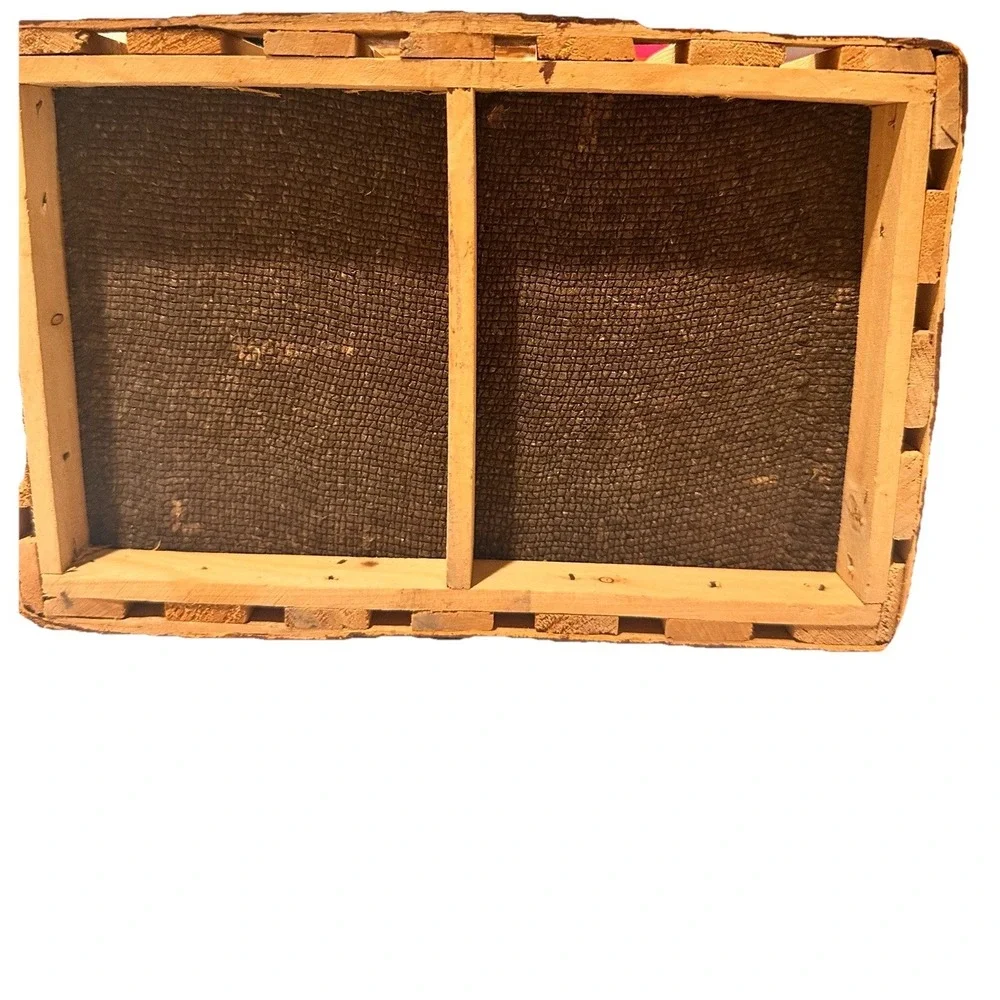 Picket Wood Fence Basket‎ With Pears Brown Handle Farm Style Country